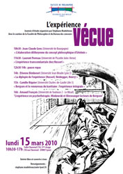 L'exp�rience v�cue