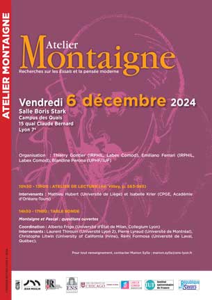 Affiche de l'atelier Montaigne - 6 décembre 2024