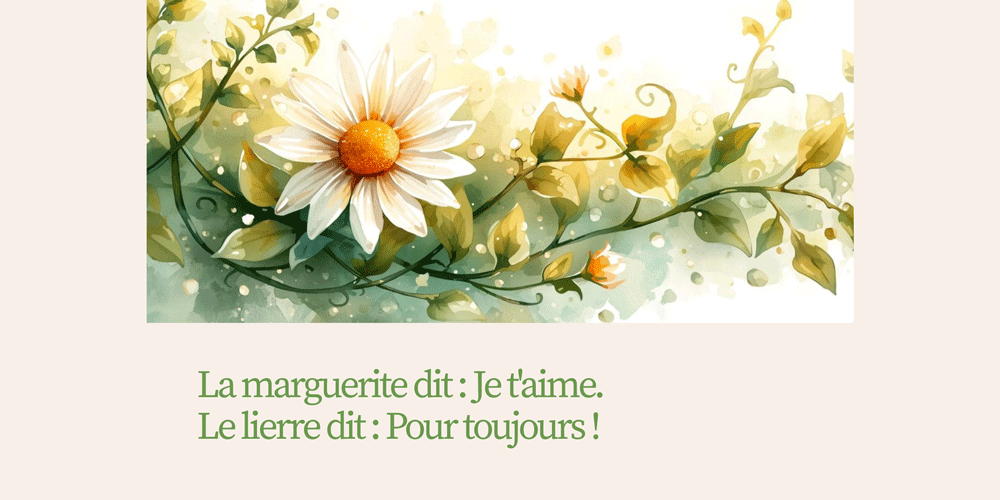 La marguerite dit : Je t'aime. Le lierre dit : Pour toujours !
