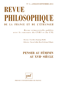 Revue philosophique de la France et de l'étranger n°3 - Juillet-Septembre 2013